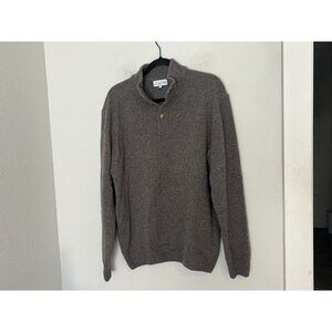 Ledbury Bebinsale 3 Button Brewer Mockneck Sweater 100% Wool Size XL Brown